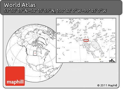 Blank Location Map of the Area around 54° 3' 9" N, 100° 13' 29" W