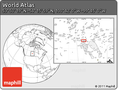 Blank Location Map of the Area around 54° 3' 9" N, 100° 13' 29" W