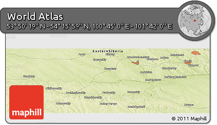 Physical Panoramic Map of the Area around 54° 3' 9" N, 101° 13' 29" E