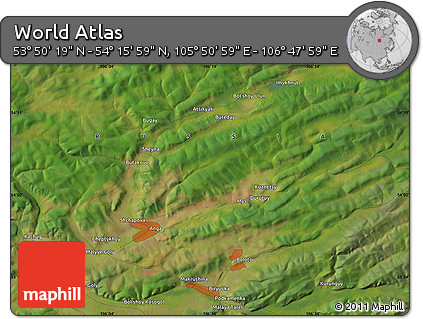 Satellite Map of the Area around 54° 3' 9" N, 106° 19' 29" E