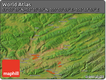 Satellite Map of the Area around 54° 3' 9" N, 106° 19' 29" E