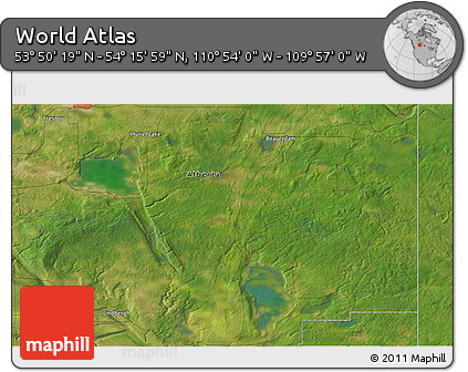 Satellite 3D Map of the Area around 54° 3' 9" N, 110° 25' 30" W