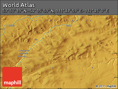 Physical Map of the Area around 54° 3' 9" N, 112° 16' 30" E