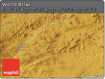 Physical Map of the Area around 54° 3' 9" N, 112° 16' 30" E
