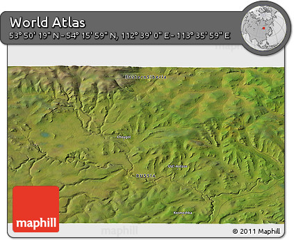 Satellite 3D Map of the Area around 54° 3' 9" N, 113° 7' 30" E