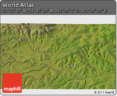 Satellite 3D Map of the Area around 54° 3' 9" N, 113° 7' 30" E