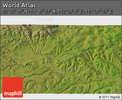 Satellite 3D Map of the Area around 54° 3' 9" N, 113° 7' 30" E