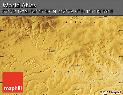 Physical Map of the Area around 54° 3' 9" N, 113° 7' 30" E