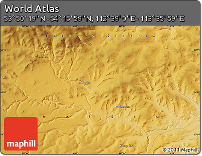 Physical Map of the Area around 54° 3' 9" N, 113° 7' 30" E