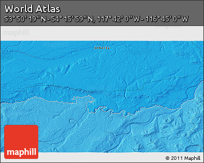 Political 3D Map of the Area around 54° 3' 9" N, 117° 13' 29" W