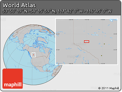 Gray Location Map of the Area around 54° 3' 9" N, 117° 13' 29" W