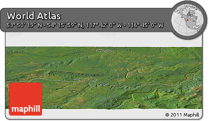 Satellite Panoramic Map of the Area around 54° 3' 9" N, 117° 13' 29" W