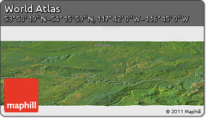 Satellite Panoramic Map of the Area around 54° 3' 9" N, 117° 13' 29" W