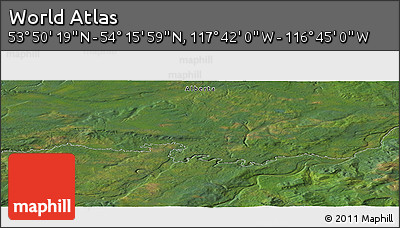 Satellite Panoramic Map of the Area around 54° 3' 9" N, 117° 13' 29" W