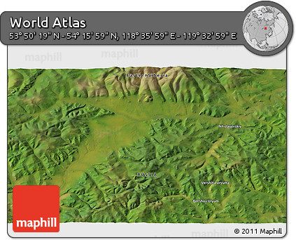 Satellite 3D Map of the Area around 54° 3' 9" N, 119° 4' 29" E