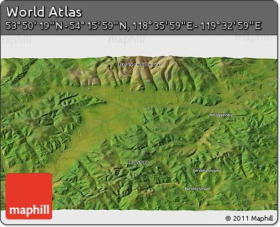 Satellite 3D Map of the Area around 54° 3' 9" N, 119° 4' 29" E