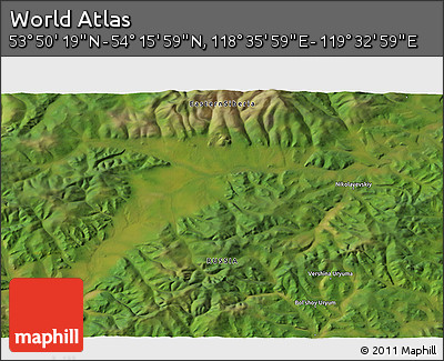 Satellite 3D Map of the Area around 54° 3' 9" N, 119° 4' 29" E