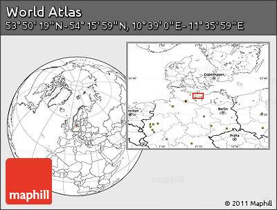 Blank Location Map of the Area around 54° 3' 9" N, 11° 7' 30" E