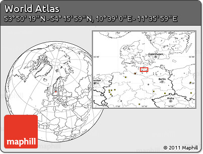 Blank Location Map of the Area around 54° 3' 9" N, 11° 7' 30" E