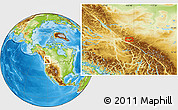 Physical Location Map of the area around 54° 3' 9" N, 120° 37' 30" W