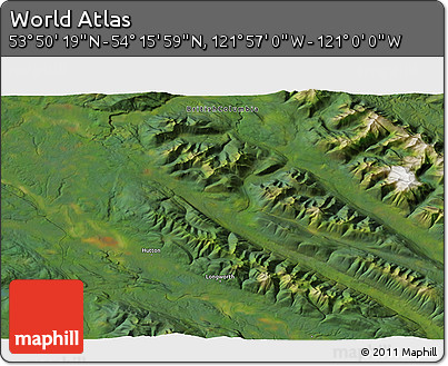 Satellite 3D Map of the Area around 54° 3' 9" N, 121° 28' 29" W