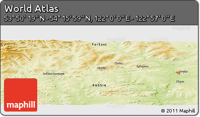 Physical Panoramic Map of the Area around 54° 3' 9" N, 122° 28' 29" E
