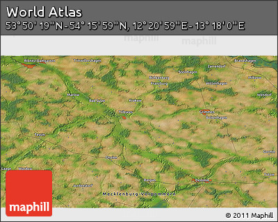 Satellite 3D Map of the Area around 54° 3' 9" N, 12° 49' 29" E