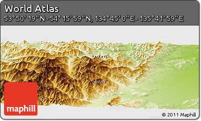Physical Panoramic Map of the Area around 54° 3' 9" N, 135° 13' 29" E