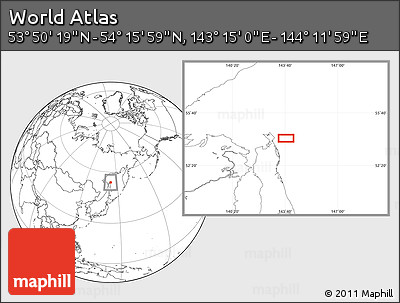 Blank Location Map of the Area around 54° 3' 9" N, 143° 43' 29" E