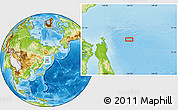 Physical Location Map of the area around 54° 3' 9" N, 146° 16' 30" E