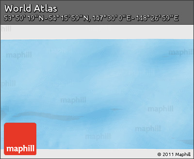 Physical 3D Map of the Area around 54° 3' 9" N, 147° 58' 29" E