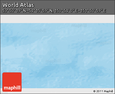Physical 3D Map of the Area around 54° 3' 9" N, 151° 22' 30" E