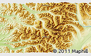 Physical 3D Map of the area around 54° 3' 9" N, 157° 19' 29" E