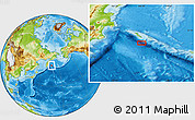 Physical Location Map of the area around 54° 3' 9" N, 166° 40' 30" E