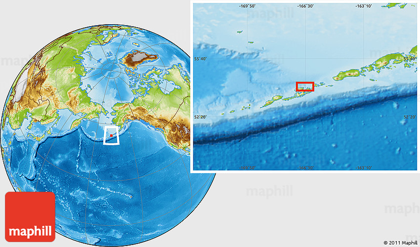 Physical Location Map of Unalaska