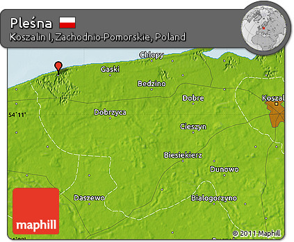Physical Map of Pleśna