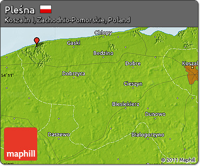 Physical Map of Pleśna