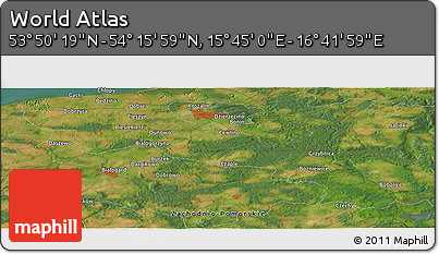 Satellite Panoramic Map of the Area around 54° 3' 9" N, 16° 13' 30" E