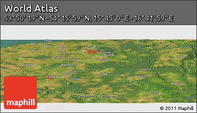 Satellite Panoramic Map of the Area around 54° 3' 9" N, 16° 13' 30" E