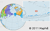 Political Location Map of the area around 54° 3' 9" N, 174° 10' 30" W