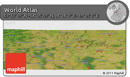 Satellite Panoramic Map of the Area around 54° 3' 9" N, 18° 46' 29" E