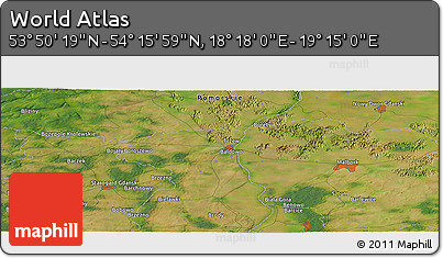 Satellite Panoramic Map of the Area around 54° 3' 9" N, 18° 46' 29" E