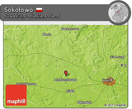 Physical 3D Map of Sokołowo