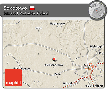Shaded Relief 3D Map of Sokołowo