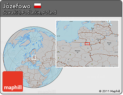 Gray Location Map of Józefowo, hill shading