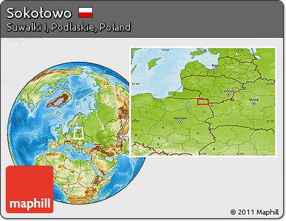 Physical Location Map of Sokołowo