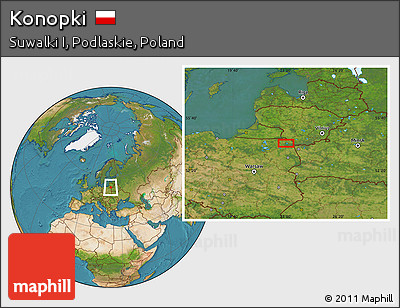 Satellite Location Map of Konopki