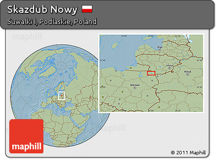 Savanna Style Location Map of Skazdub Nowy, hill shading