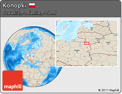 Shaded Relief Location Map of Konopki