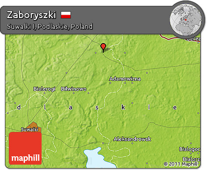 Physical Map of Zaboryszki